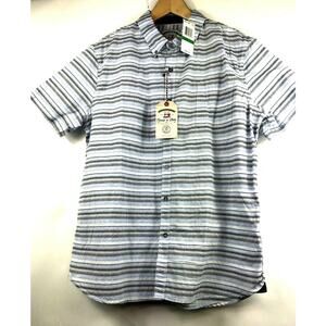 Thread & Cloth Mens Button Front Blue Stripe Casual Shirt Size Large TWS7161 NEW